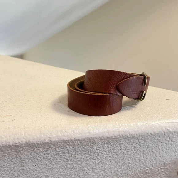 UnisoBDG‎ Chestnut Leather Belt with Brass Buckle western boho medium - Picture 3 of 11